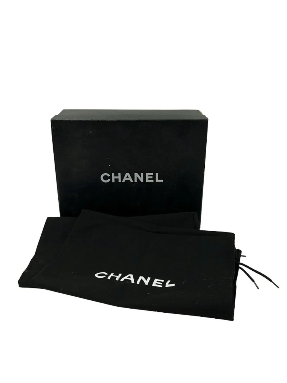 Chanel Flat Shoes Silver Black Leather